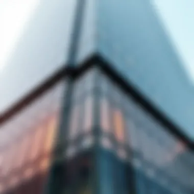 Close-up of Addax Tower's innovative facade with glass and steel elements