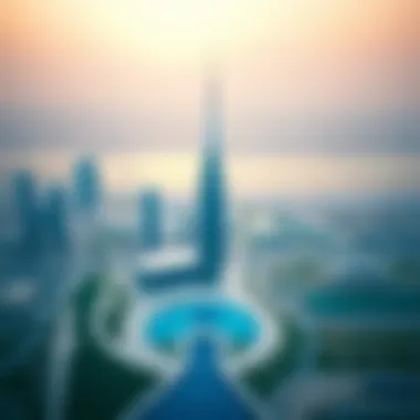 Aerial perspective of Ajman showcasing the Pearl Tower and surroundings