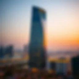 Stunning view of Al Fahim Tower against Dubai skyline