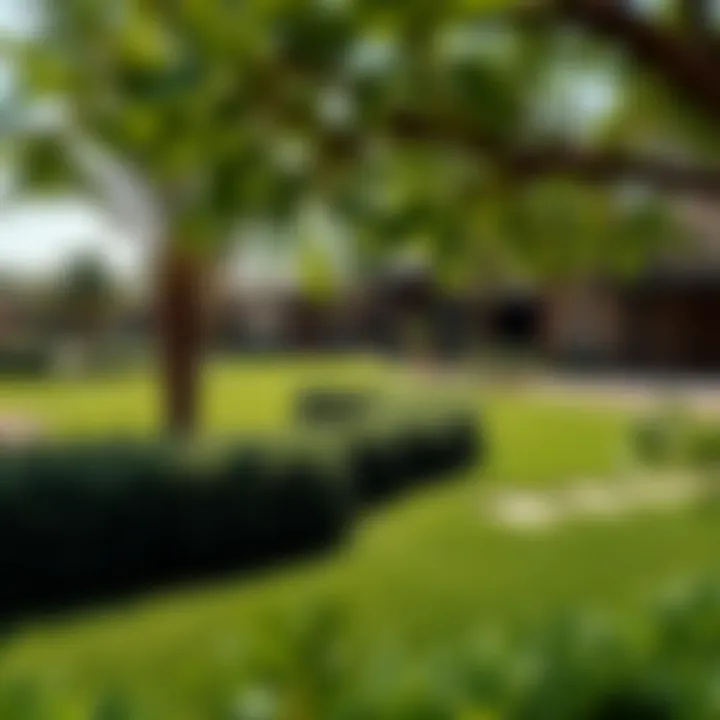 Lush green landscape surrounding the property