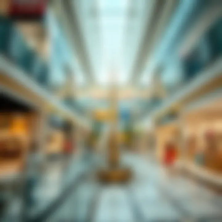 Interior view of a diverse shopping area within Barsha Mall