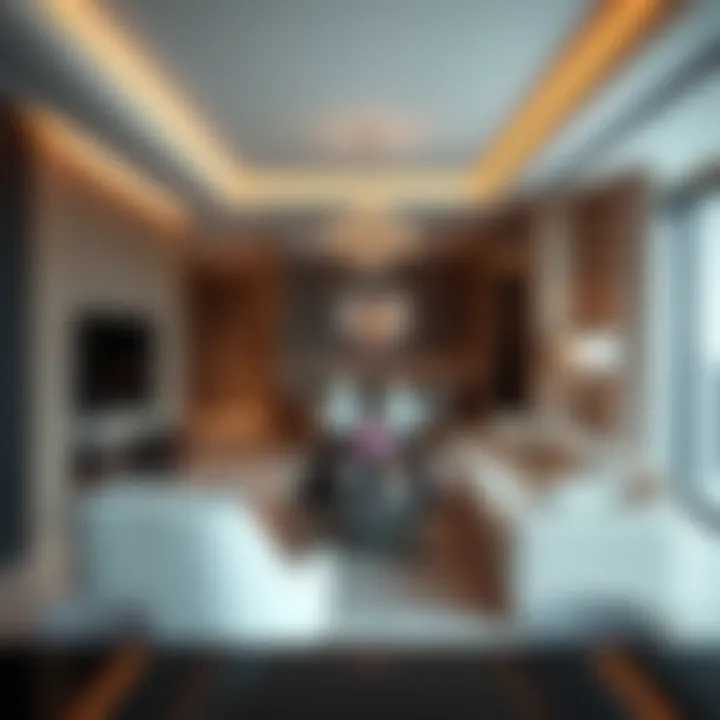 Interior of a luxurious apartment within the Bay Building demonstrating modern living