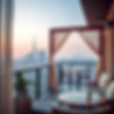 Cozy Balcony with Dubai Skyline View at Bnbme Holiday Home A cozy balcony of a Bnbme holiday home with a view of Dubai's skyline