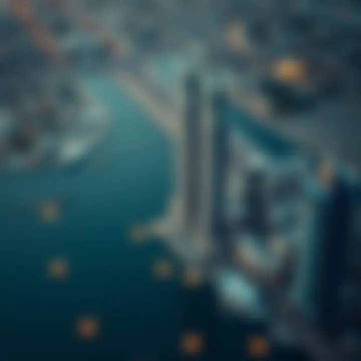 Aerial view of Emirates Towers highlighting architectural design