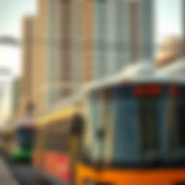 Public transportation system in Abu Dhabi with buses and metro