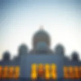 Stunning view of the Sheikh Zayed Grand Mosque at dusk