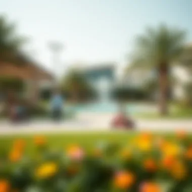 Community Park in ADCB Khalifa City Vibrant community park in ADCB Khalifa City with families enjoying leisure activities
