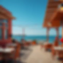 A stunning view of a waterfront restaurant in Al Bateen with vibrant outdoor seating