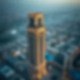 Aerial view of Al Futtaim Festival Tower showcasing its architectural design