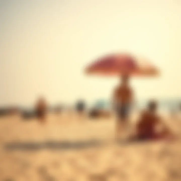 Vibrant beach scene with families enjoying the sun