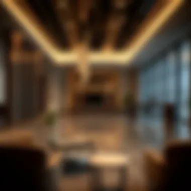 Chic Office Spaces: Interior Design at Al-Masood Tower Luxurious office interior featuring contemporary design elements