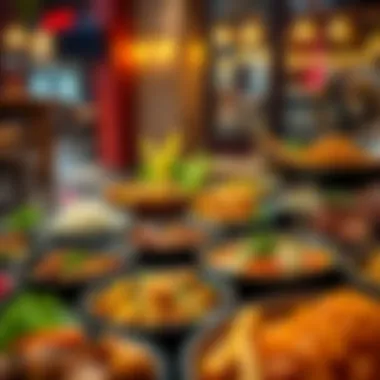 Diverse Cuisines of Al Quoz A colorful display of authentic dishes representing different cuisines