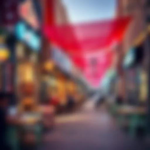 A vibrant street view of Al Quoz showcasing a variety of restaurants