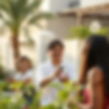 Community Lifestyle in Dubai Happy family enjoying community amenities in a Dubai neighborhood