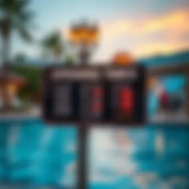 Sign displaying opening times at Atlantis Waterpark