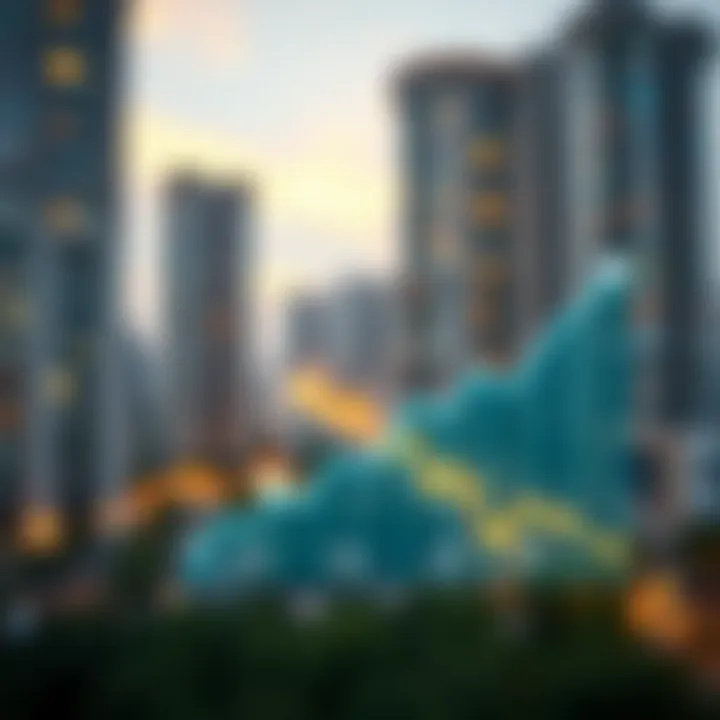 Graph depicting real estate pricing trends in بني ياس شمال