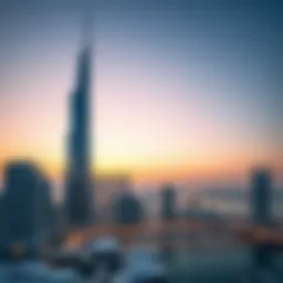Panoramic view of Bay Central Tower against the Dubai Marina skyline