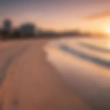 Panoramic view of Cove Beach at sunset