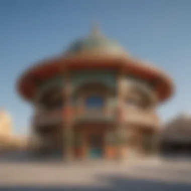 A colorful pavilion representing various countries at Dubai Global Village