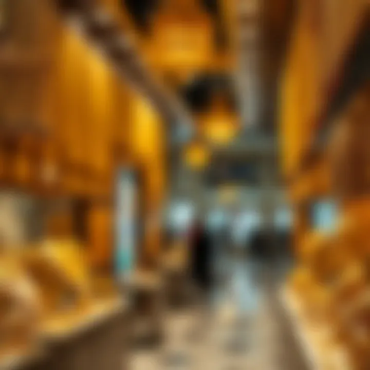 An exquisite display of gold jewelry showcasing intricate designs