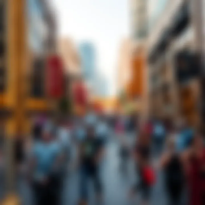 A panoramic view of Dubai Gold Street bustling with activity