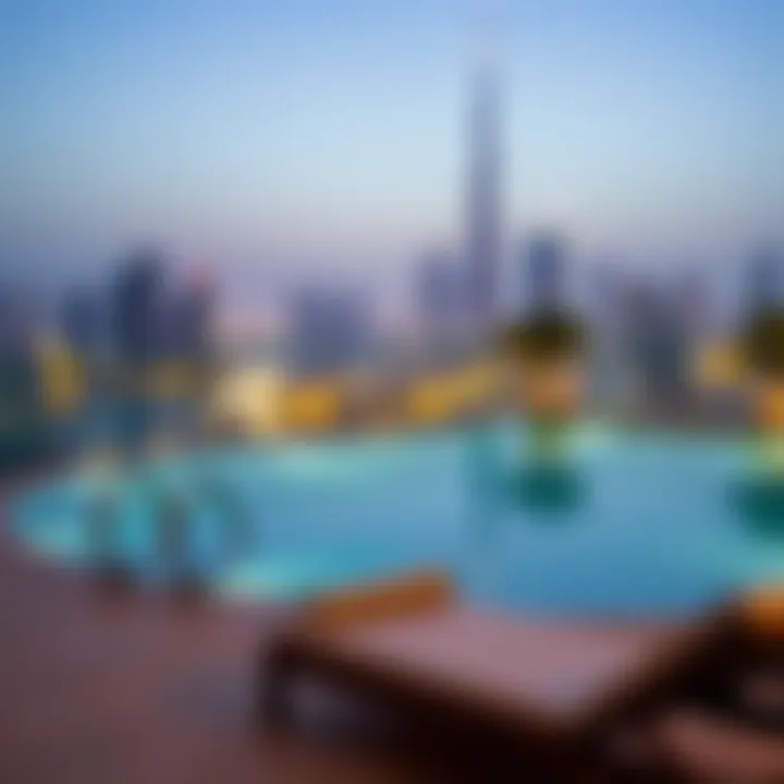 Luxury suite with a private pool overlooking the skyline