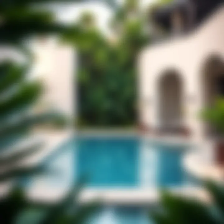 Serene private pool surrounded by lush greenery