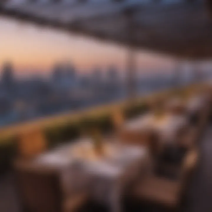 Luxurious dining setup at a rooftop restaurant