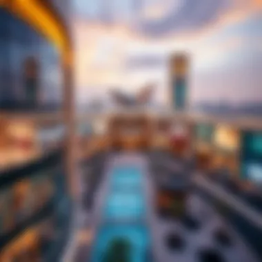 Panoramic view of the Dubai Mall and surrounding area