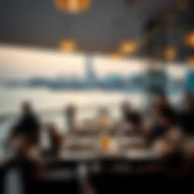 Cozy waterfront restaurant ambiance with ocean views