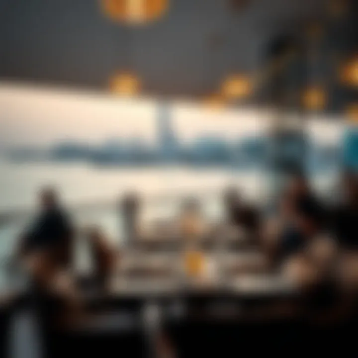 Cozy waterfront restaurant ambiance with ocean views