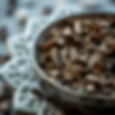 A close-up of Emirates Tea leaves in a decorative bowl