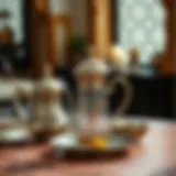 A traditional Emirati tea set showcasing intricate designs