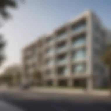 Stylish residential buildings in Murooj Al Furjan West reflecting modern architectural design.