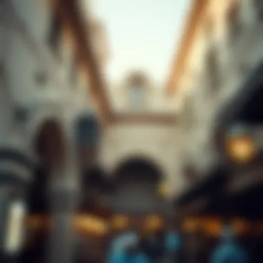 Architectural details of the Old Gold Souk's traditional marketplace