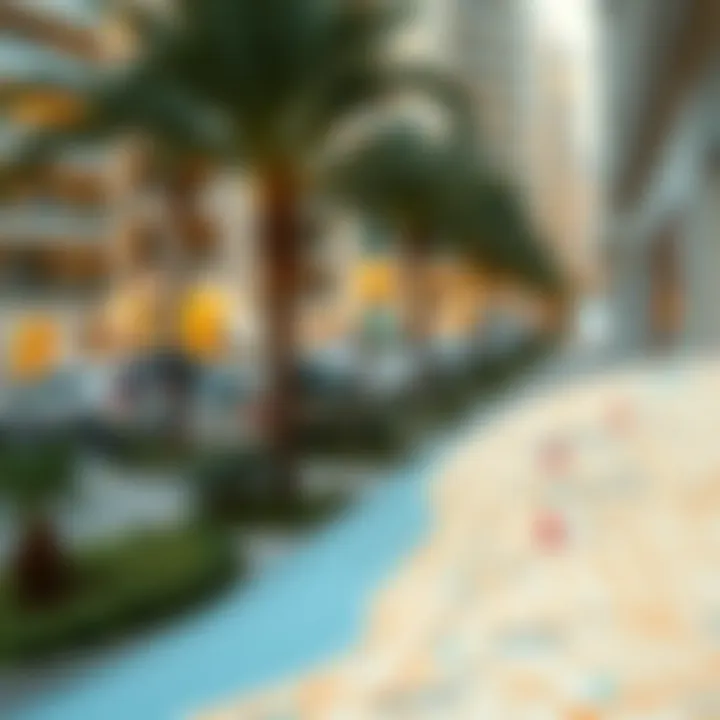 Map highlighting popular neighborhoods for one-bedroom apartments in Dubai