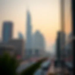 Stunning skyline view of Dubai featuring modern one-bedroom apartments