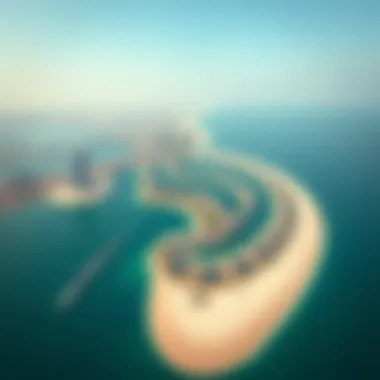 Aerial view of Palm Jumeirah showcasing its unique palm shape.