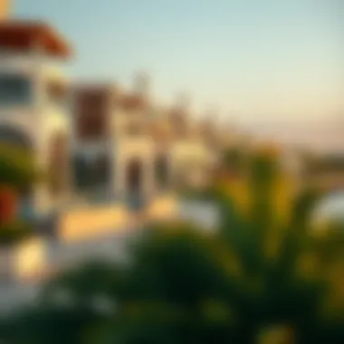 Luxury villas along the coastline of Palm Jumeirah.