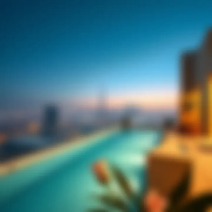 Stunning rooftop pool overlooking Dubai skyline
