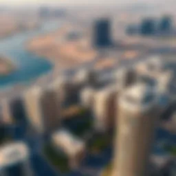 Aerial view of International City showcasing studio apartment buildings