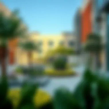 Community Spaces in International City Vibrant community spaces and landscaping in International City