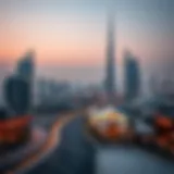 Stunning skyline view of Dubai with vibrant restaurant scenes