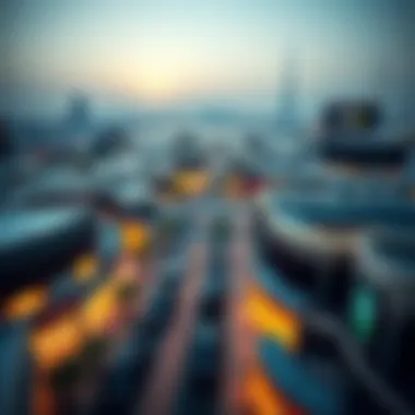 An aerial view of Dubai's retail landscape, highlighting both modern and traditional shopping areas