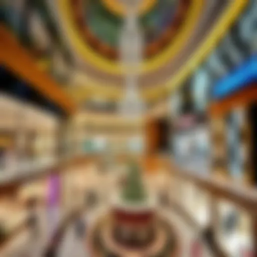 A stunning view of a luxury shopping mall in Dubai, showcasing high-end fashion brands