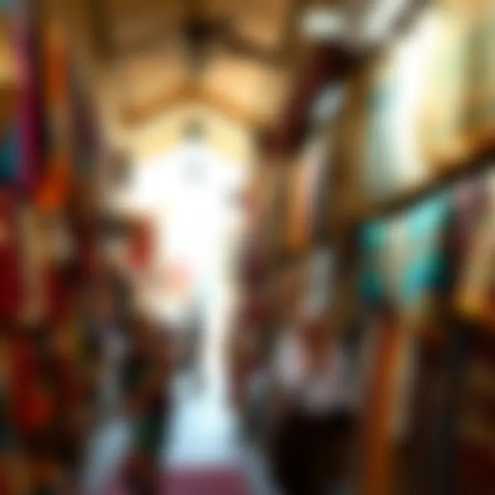 The vibrant atmosphere of a traditional souk in Dubai, filled with colorful textiles and local crafts