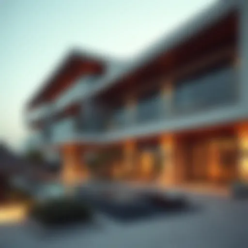 Modern Architectural Marvel of Rixos Beach Apartment Stunning exterior view of Rixos Beach Apartment showcasing modern architecture