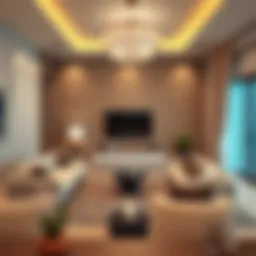 Luxurious service apartment living room with modern decor