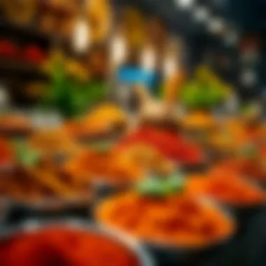 Vibrant Indian spices and ingredients on display