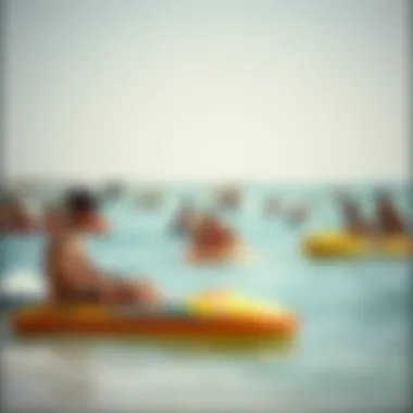 Visitors enjoying various water activities at the beach